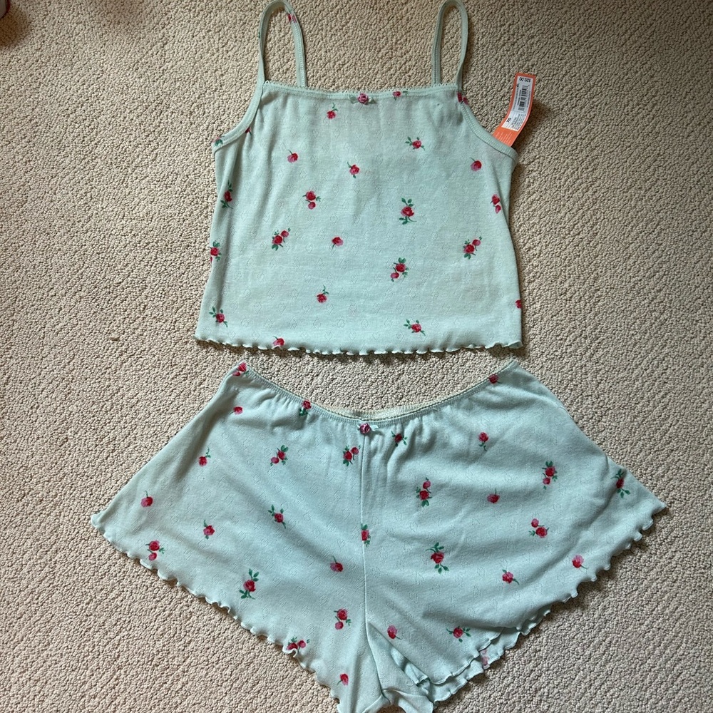 baby blue and pink floral colsie lounge set